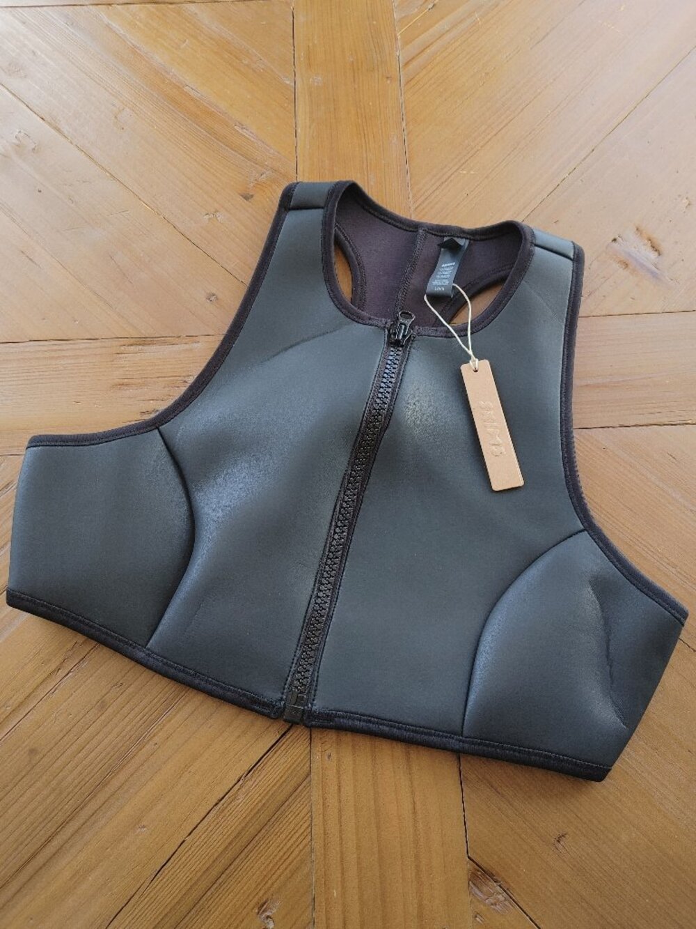 Skims Rubberized Scuba High Neck Bikini Black Top Size L